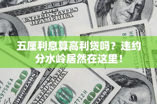 武汉五厘利息算高利贷吗？违约分水岭居然在这里！